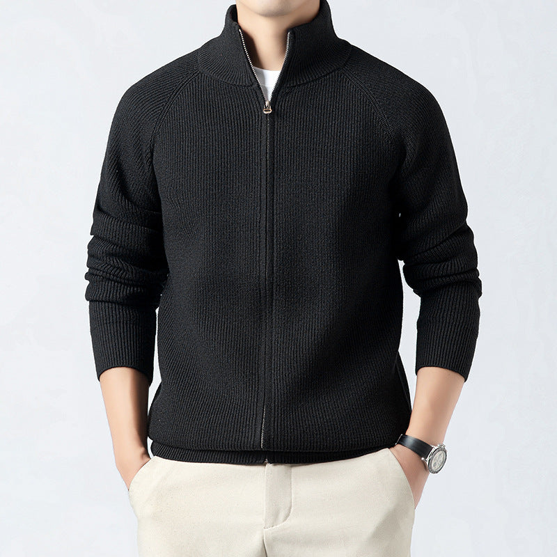 Men's Cardigan with High Collar and Full Zip Skorter