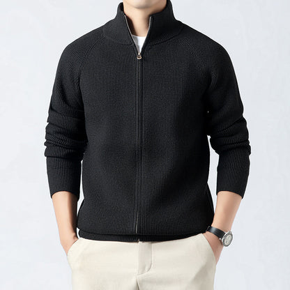 Men's Cardigan with High Collar and Full Zip Skorter