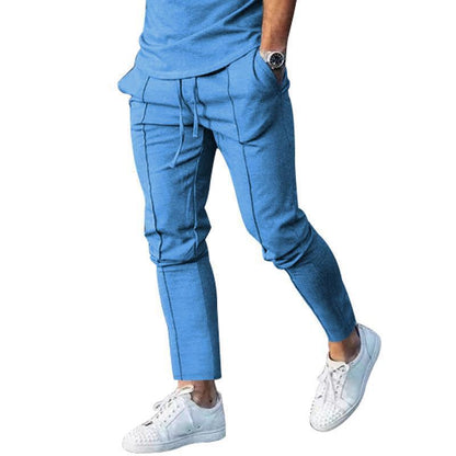 Men's Sporty Casual Pants with Side Pockets and Elastic Waistband Skorter