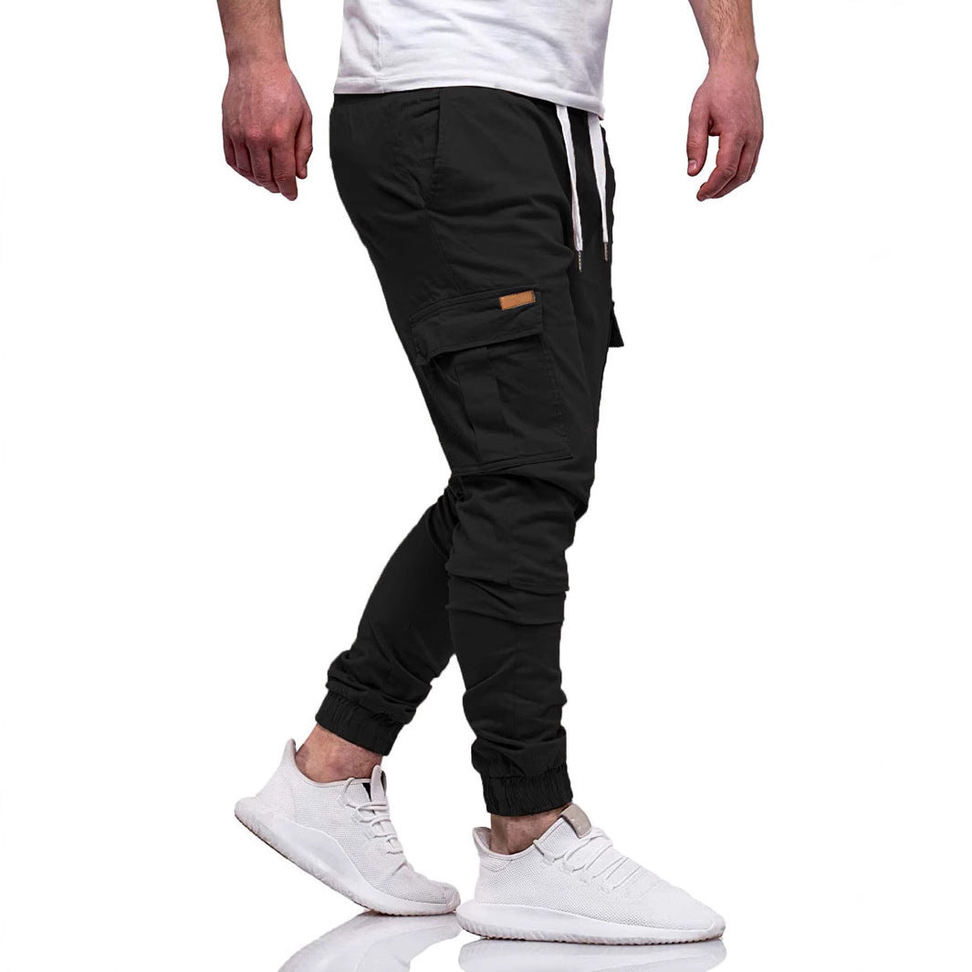 Men's Cargo Jogging Pants with Elastic Waistband and Multiple Pockets Skorter
