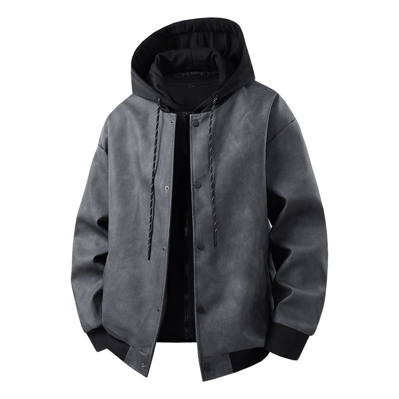 Men's stylish transitional jacket with removable hood and sporty accents Skorter