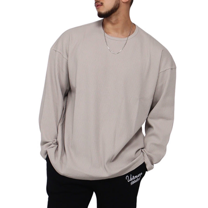 Men's long sleeve shirt with textured rib pattern and modern fit Skorter