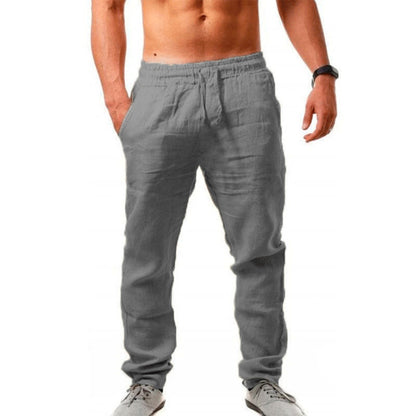Men's airy linen pants in relaxed fit with practical drawstring Skorter