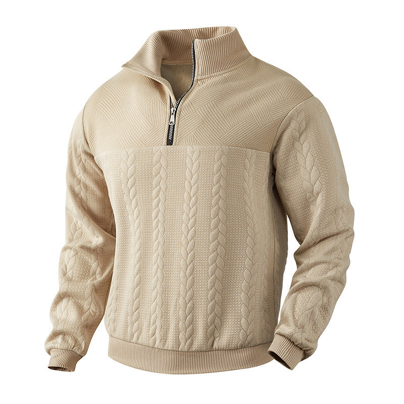 Men's knitted pullover with modern stand-up collar and practical zipper Skorter