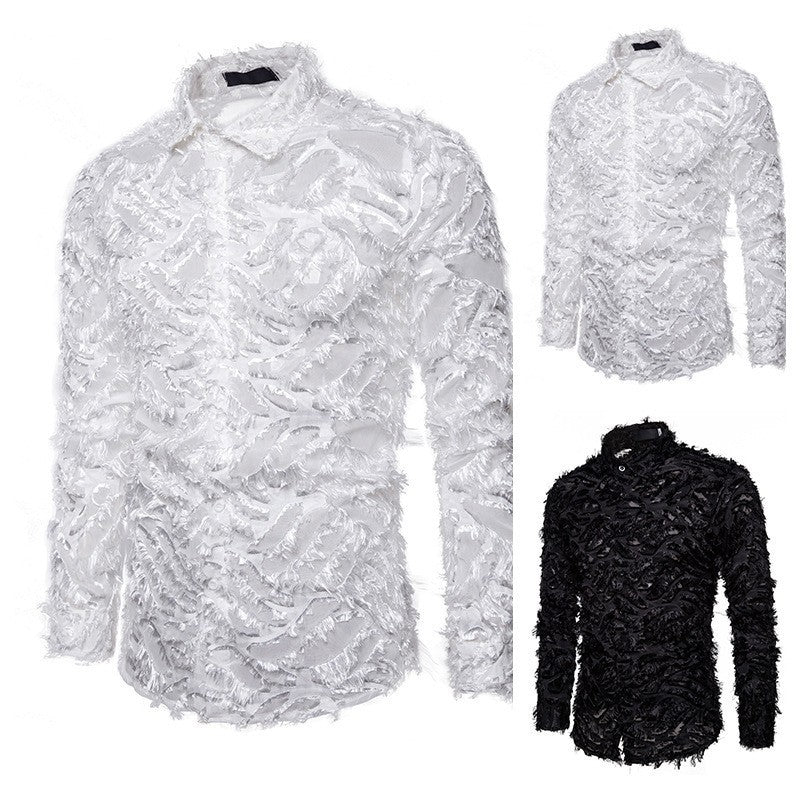 Men's Stylish Shirt with Textured Design Skorter