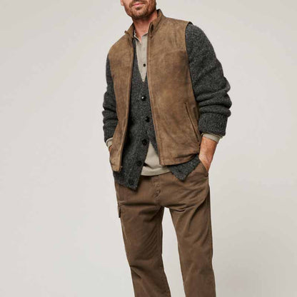 Men's stylish suede vest with practical slit pockets Skorter