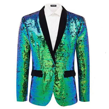 Men's tuxedo blazer with shiny sequins and elegant satin collar Skorter
