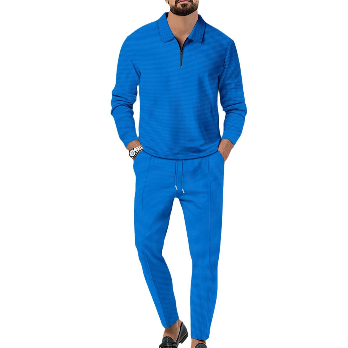 Men's sporty sweater with zipper and elegant slim-fit pants Skorter