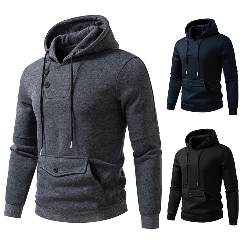 Men's Stylish Hoodies with Button Details Skorter
