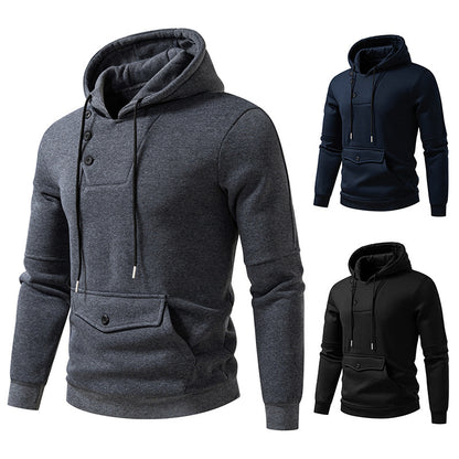 Men's Stylish Hoodies with Button Details Skorter