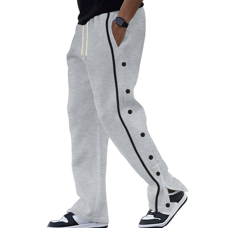 Men's Sporty Training Pants with Side Snap Button Details Skorter