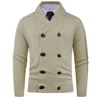 Herrkardigan med dubbel knappslå och fin texturerad Skorter