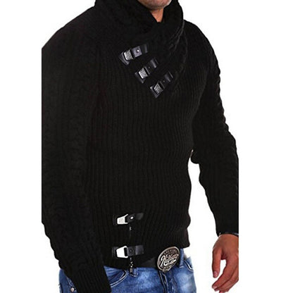 Men's stylish knitted sweater with asymmetric collar Skorter