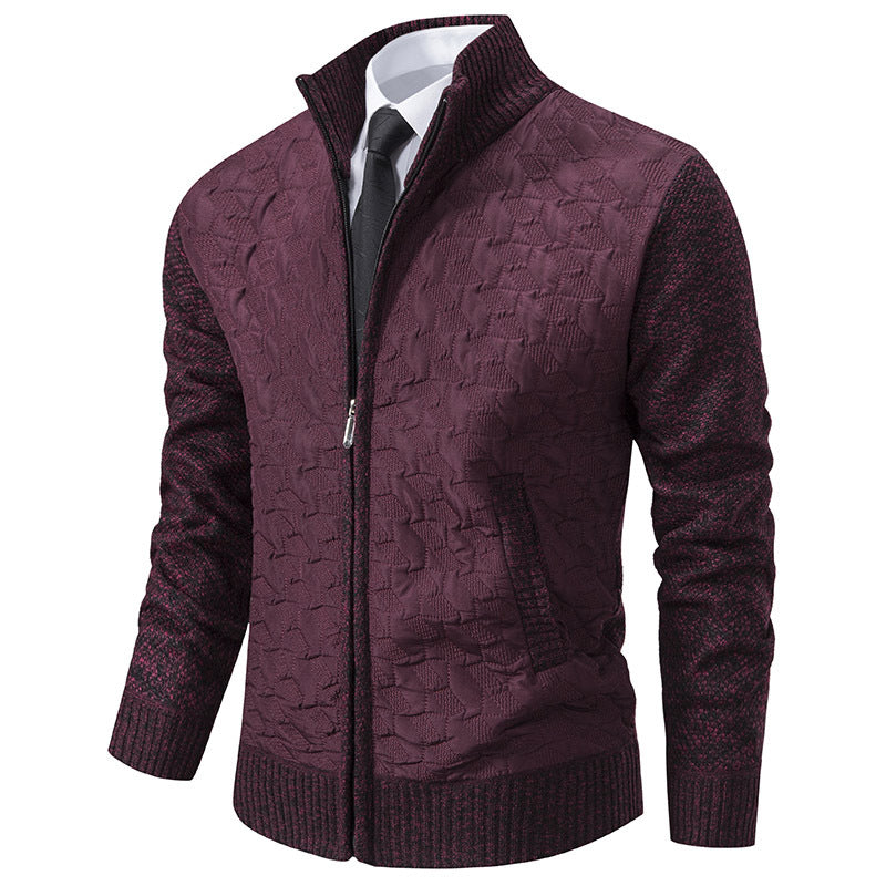 Men's stylish padded jacket with textured outer material and high collar Skorter