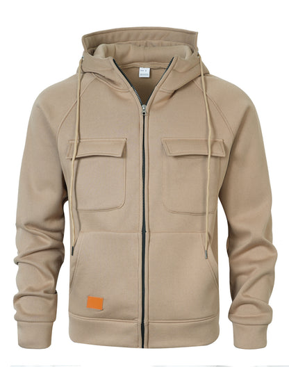 Men's Stylish Hooded Jacket with Practical Pockets and Zipper Skorter