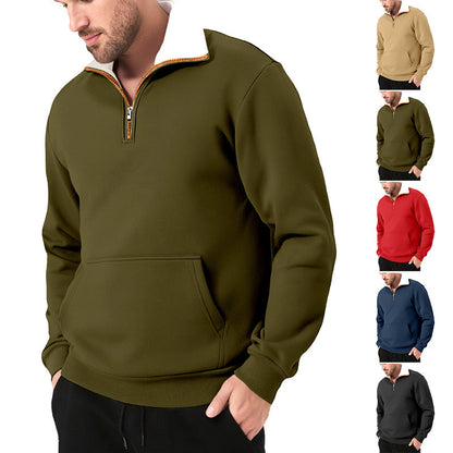 Men's sporty sweatshirt with innovative collar and practical kangaroo pocket Skorter
