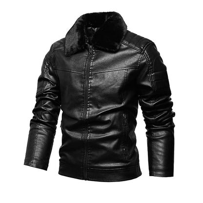 Men's Biker Jacket with Soft Lining and Side Zip Pockets Skorter