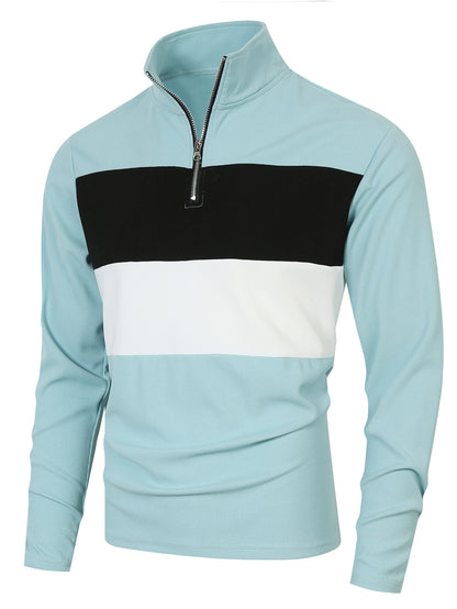 Men's sporty pullover with stand-up collar and deep zipper Skorter