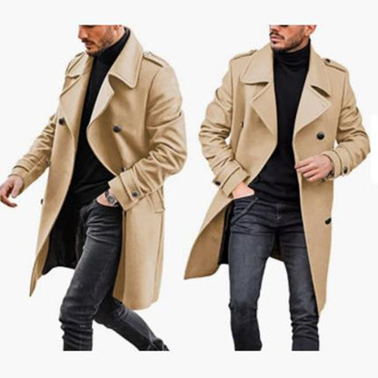 Men's Stylish Wool Coat with Casual Collar and Double Buttons Skorter