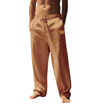 Herrbyxor i linne med resår i midjan, skorter