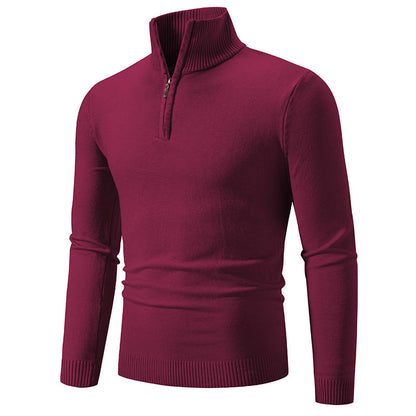 Men's stylish turtleneck sweater with zipper and fine knit texture Skorter