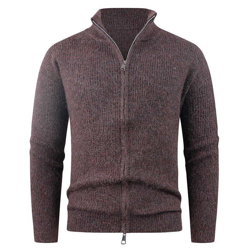 Men's sweater with high collar and decorative zipper Skorter