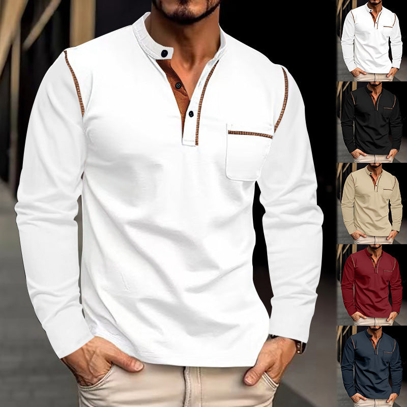 Men's long-sleeve shirt with structured collar and stylish pocket design Skorter