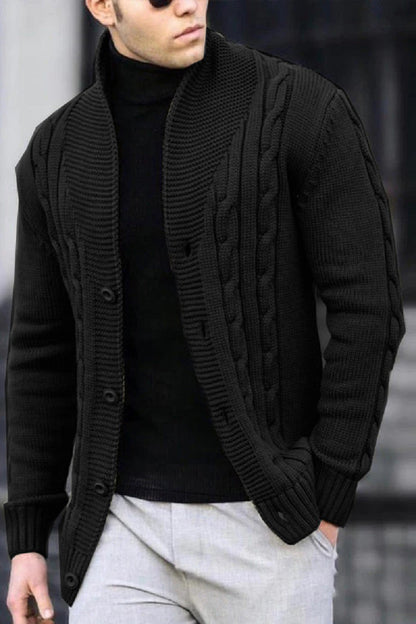 Men's cardigan with robust cable pattern and durable button closure Skorter