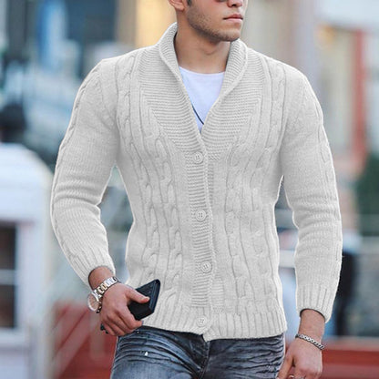 Men's cardigan with unique cable pattern and trendy shawl collar Skorter