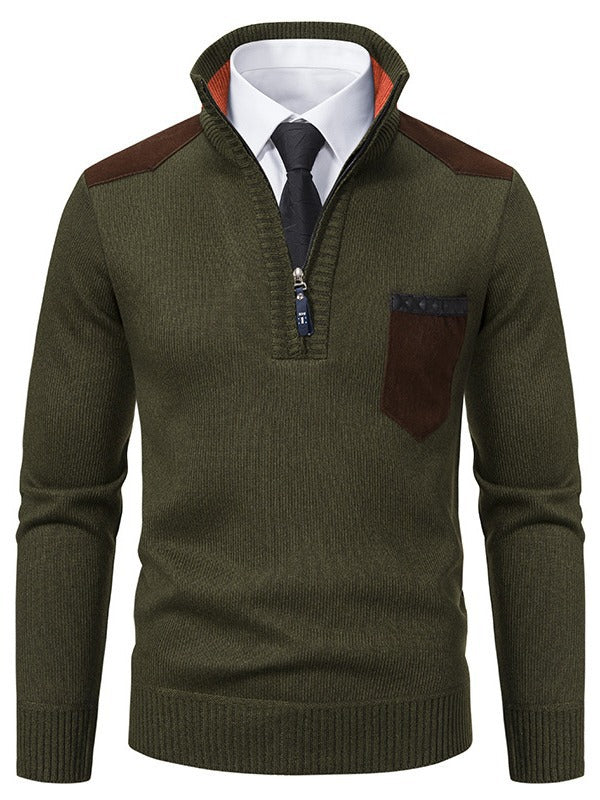 Men's stylish sweater with short zipper and elegant details Skorter