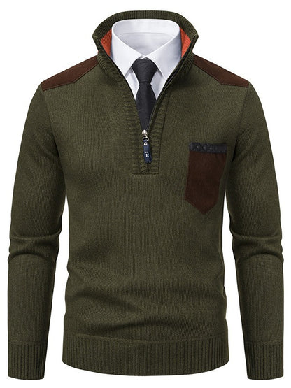 Men's stylish sweater with short zipper and elegant details Skorter