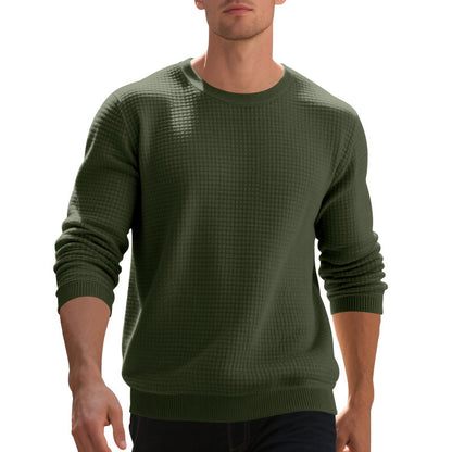 Men's warmer sweater with textured fabric and round neckline Skorter