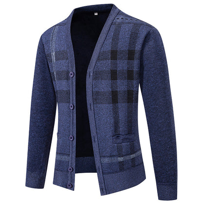 Men's cardigan with stylish check pattern by Skorter