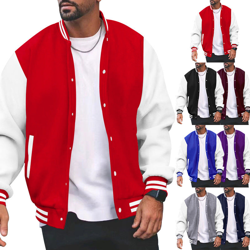 Men's sporty college jacket with contrasting sleeves and comfortable fit Skorter