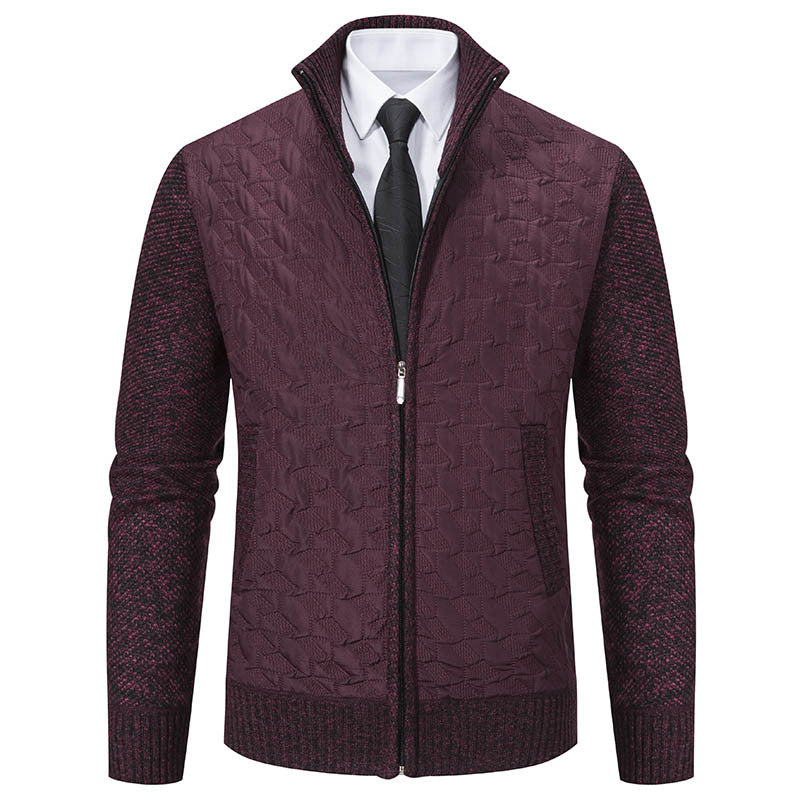 Men's stylish padded jacket with textured outer material and high collar Skorter