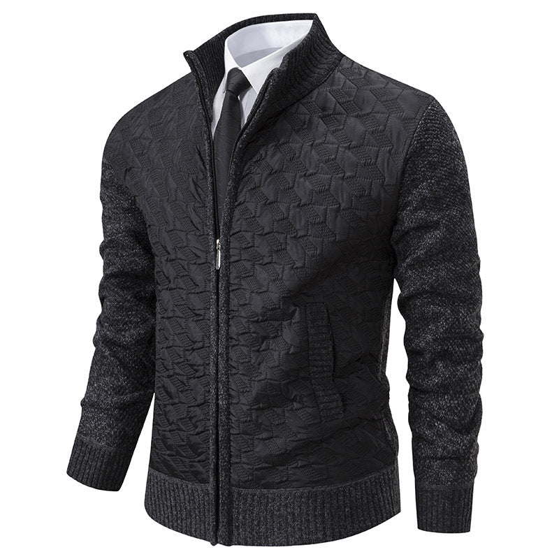 Men's stylish padded jacket with textured outer material and high collar Skorter