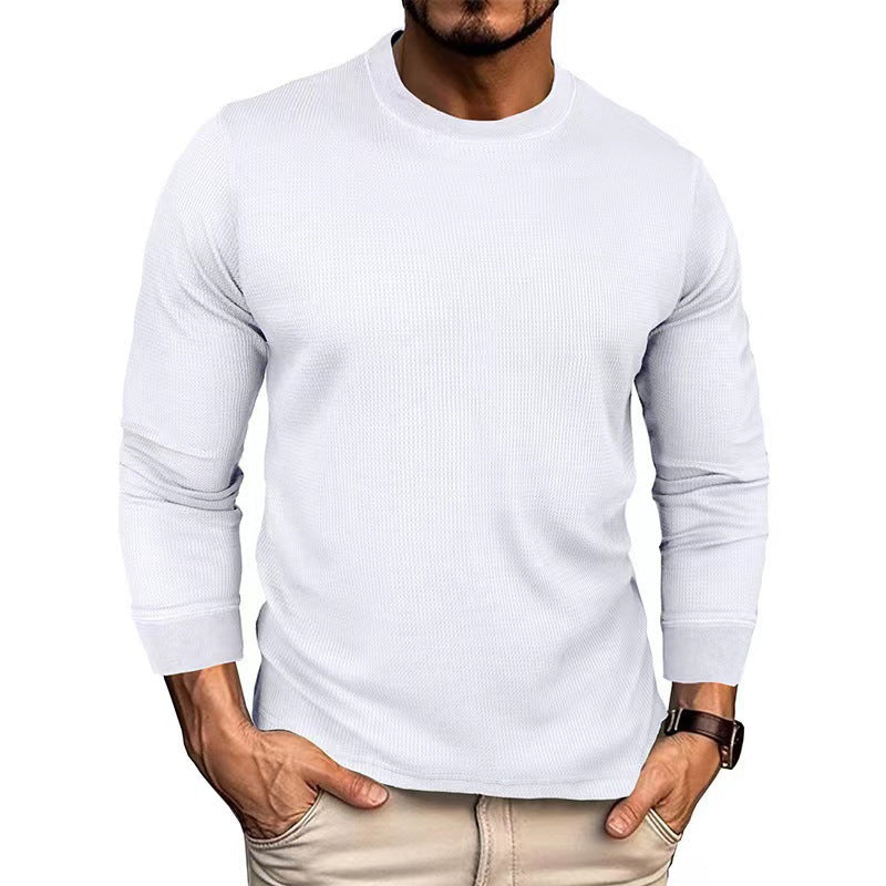 Men's Fashion Long Sleeve Shirt with Textured Ribbed Look Skorter