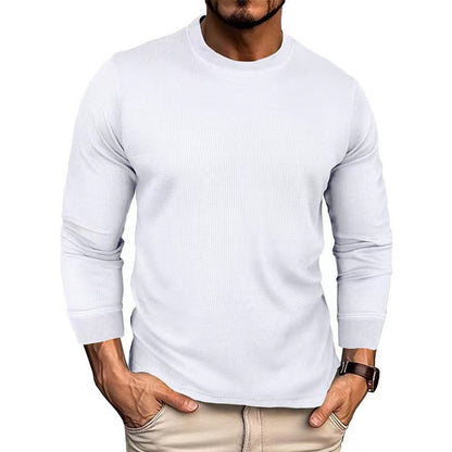 Men's Fashion Long Sleeve Shirt with Textured Ribbed Look Skorter