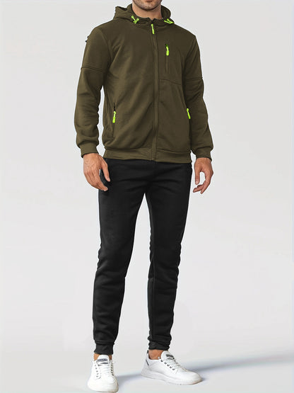Men's Sporty Sweat Jacket and Jogging Pants Set with Functional Pockets Skorter