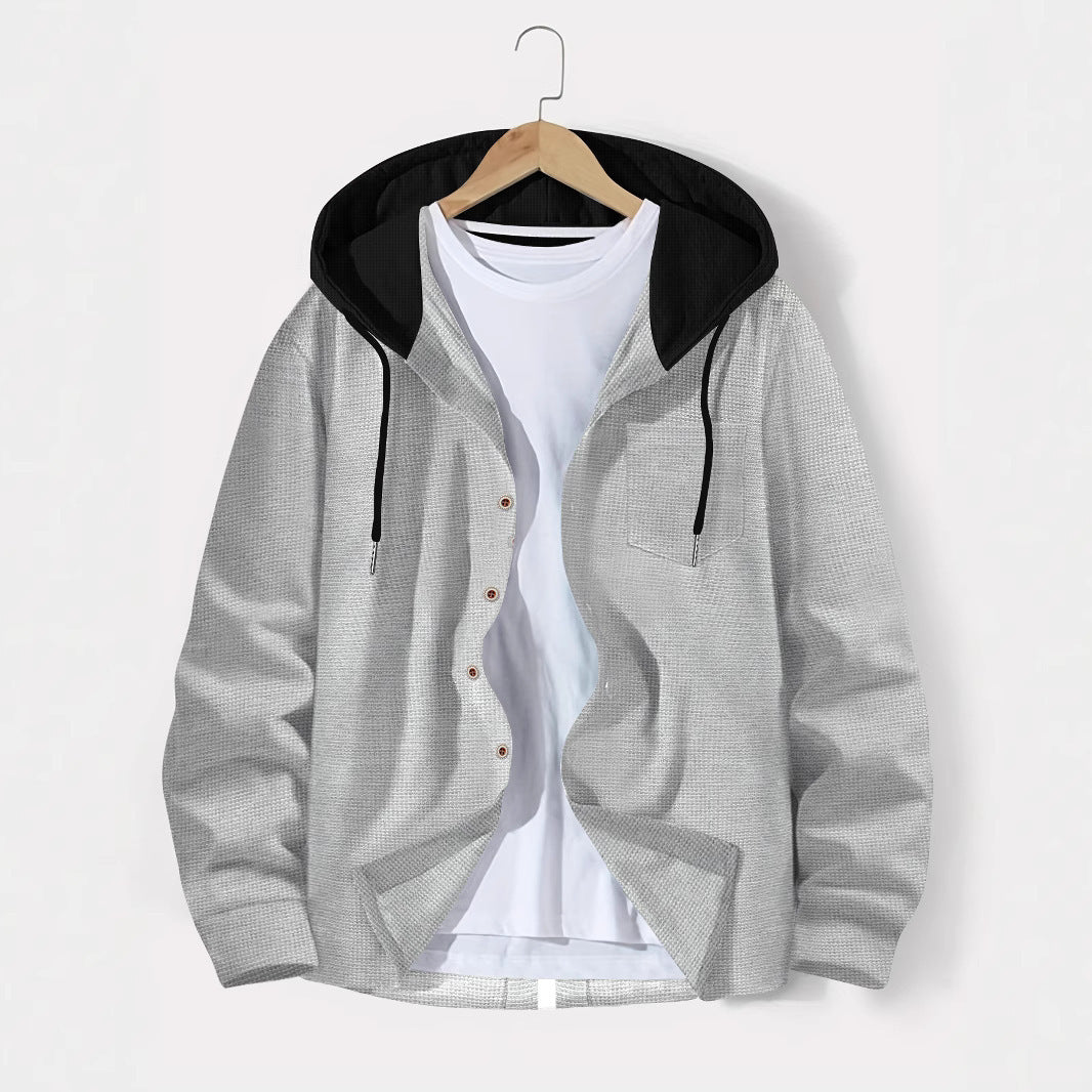 Men's versatile hoodie shirt with textured surface and practical chest pocket Skorter