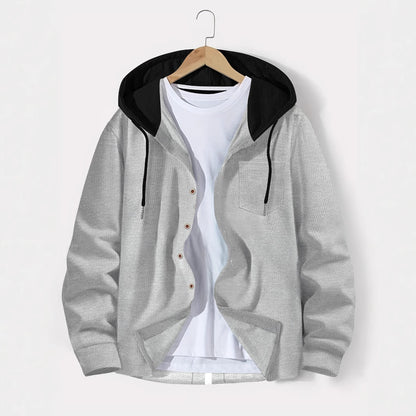 Men's versatile hoodie shirt with textured surface and practical chest pocket Skorter