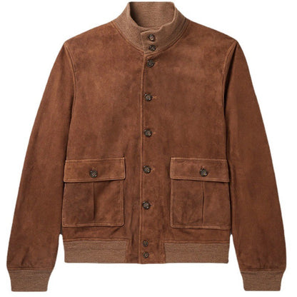 Men's suede jacket with practical pockets and modern collar Skorter