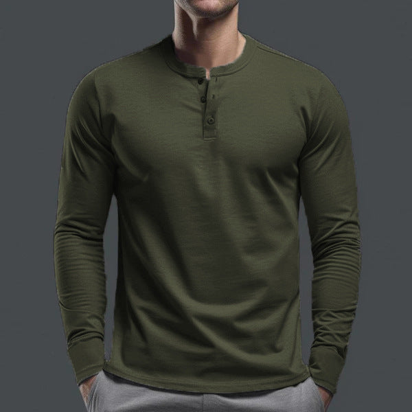 Men's Long Sleeve Shirt with Button Placket made of Comfortable Cotton Blend Skorter