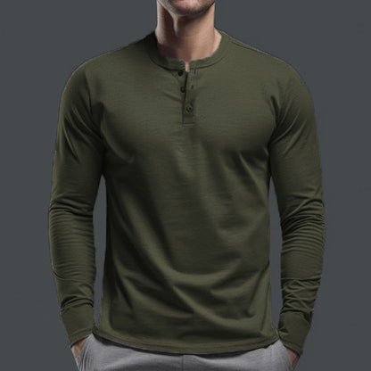 Men's Long Sleeve Shirt with Button Placket made of Comfortable Cotton Blend Skorter