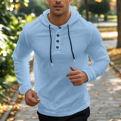 Men's hooded sweater with two-button closure and sporty cut Skorter