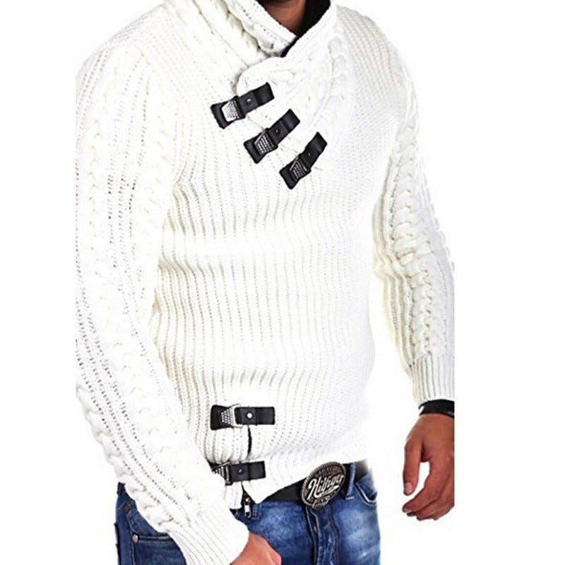 Men's stylish knitted sweater with asymmetric collar Skorter