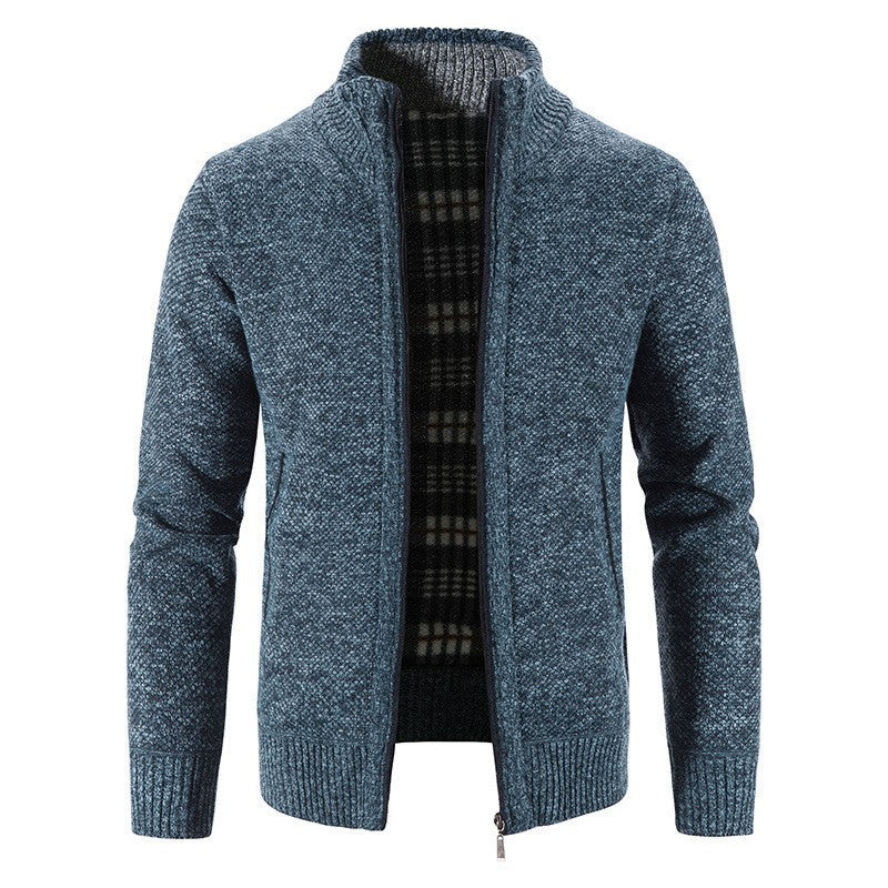 Men's Cardigan with High Collar and Luxurious Lining Skorter