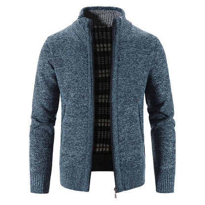 Men's Cardigan with High Collar and Luxurious Lining Skorter