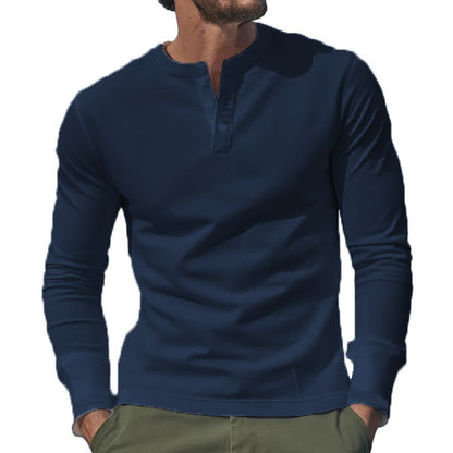 Men's Long Sleeve Shirt with Button Placket made of Comfortable Cotton Blend Skorter