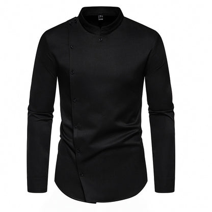 Men's long sleeve shirt with modern button design and stand-up collar Skorter